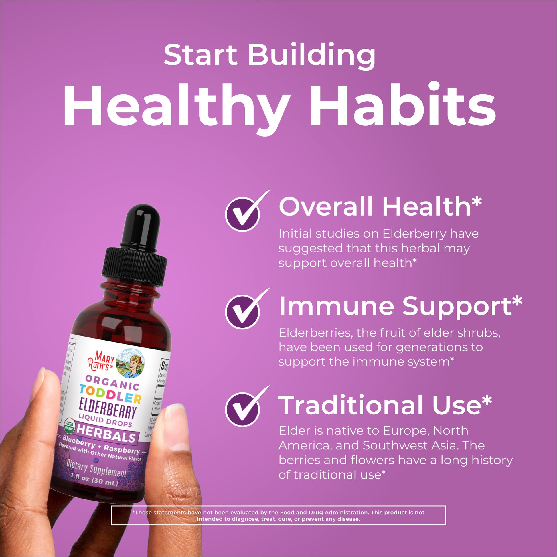 Organic Toddler Elderberry Liquid Drops Healthy Habits