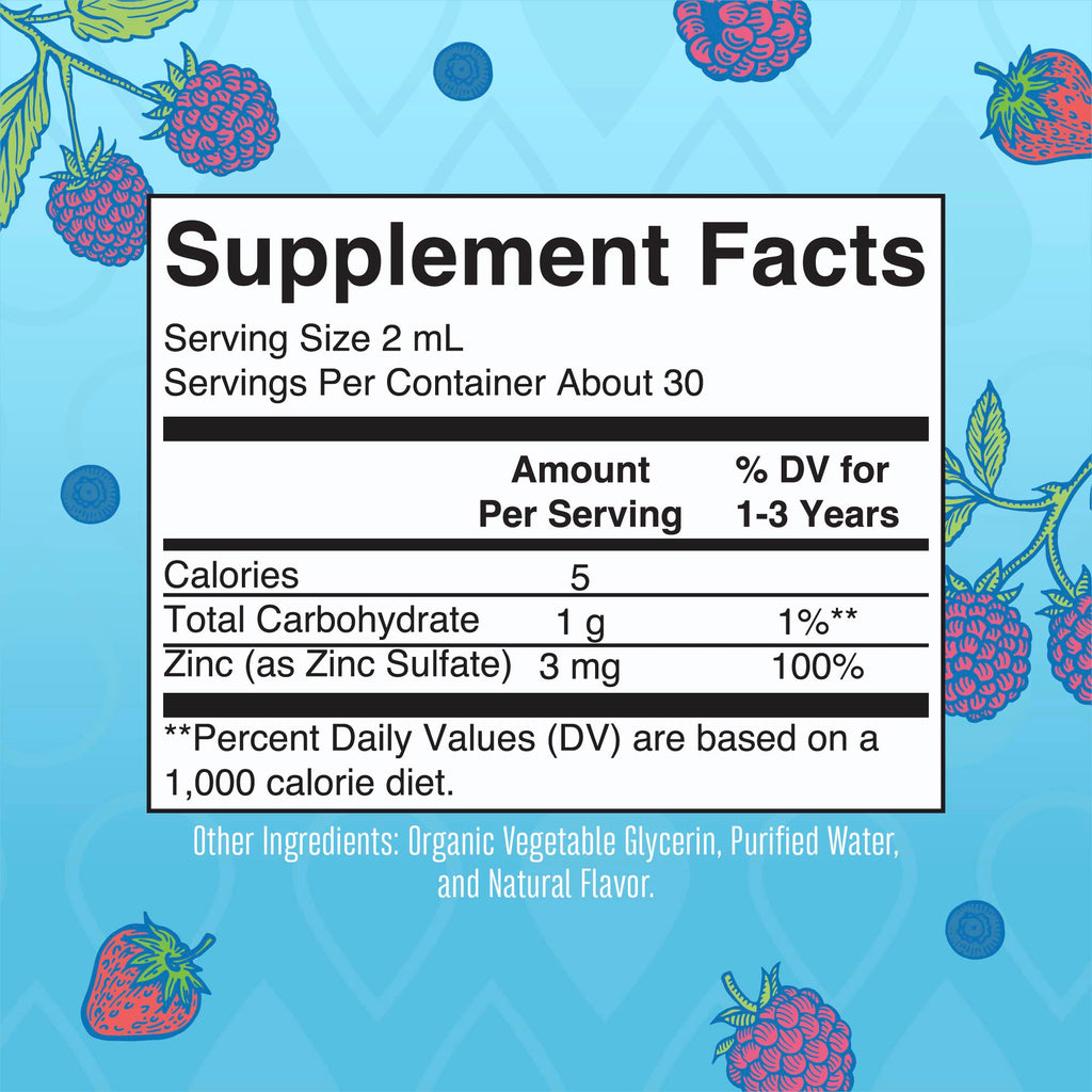 Organic Toddler Ionic Zinc Liquid Drops Supplement Facts
