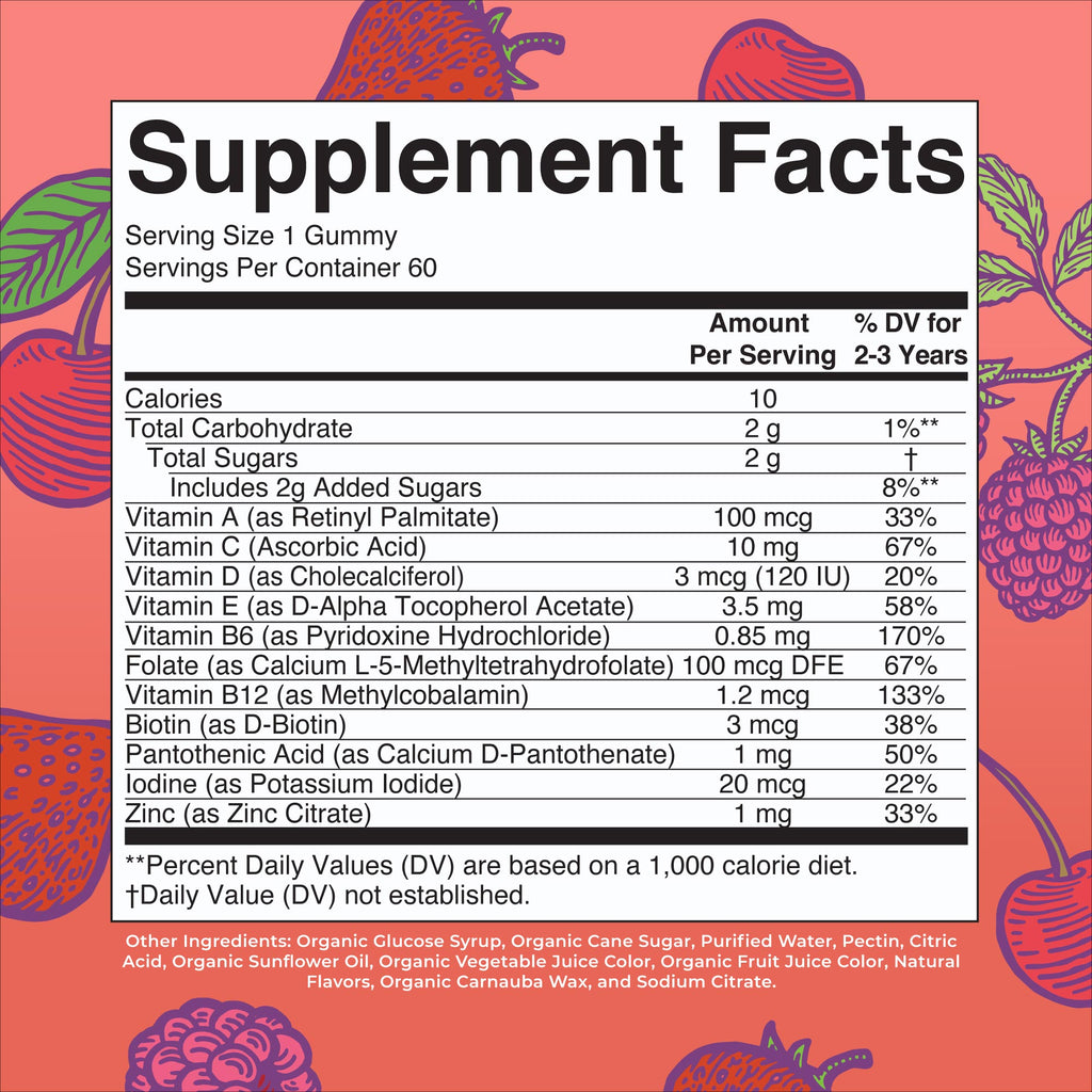 Organic Toddler Multivitamin Gummies Supplement Facts