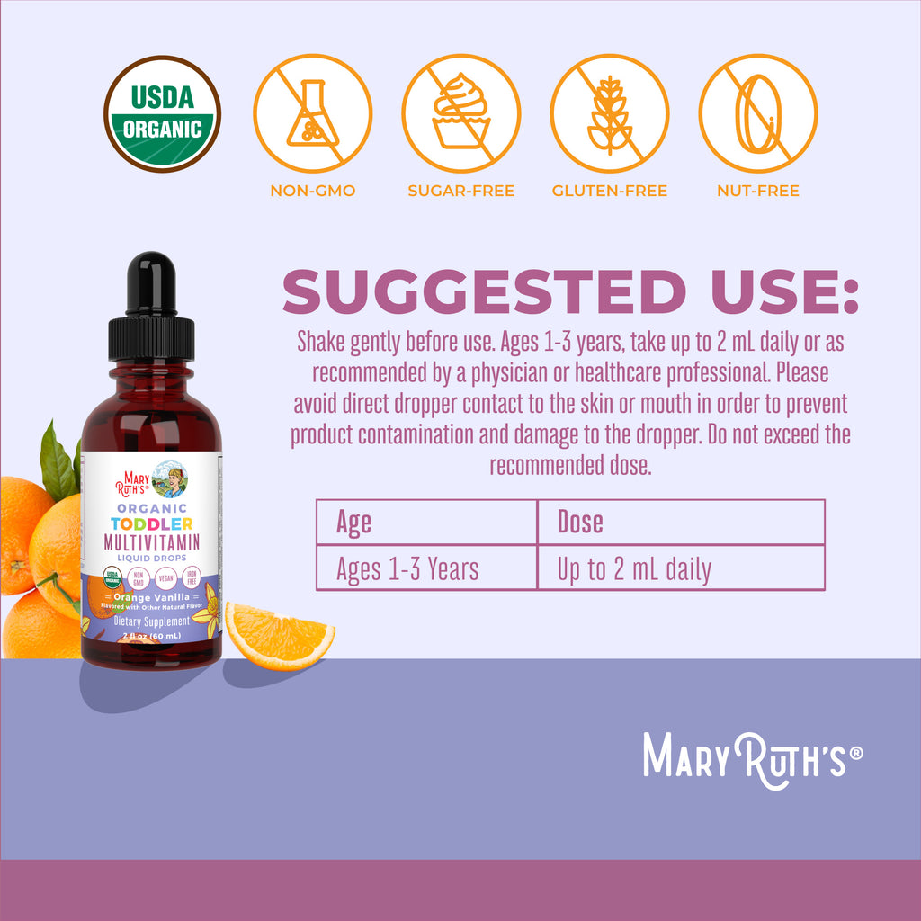 Organic Toddler Multivitamin Liquid Drops Suggested Use
