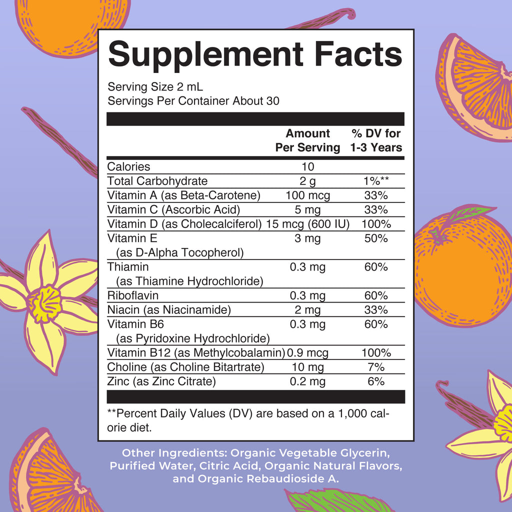 Organic Toddler Multivitamin Liquid Drops Supplement Facts