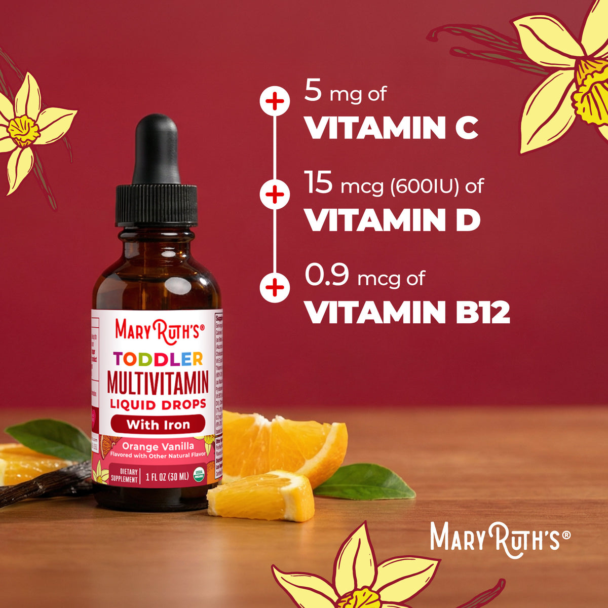 Organic Toddler Multivitamin Liquid Drops With Iron Orange Vanilla 1oz Benefits