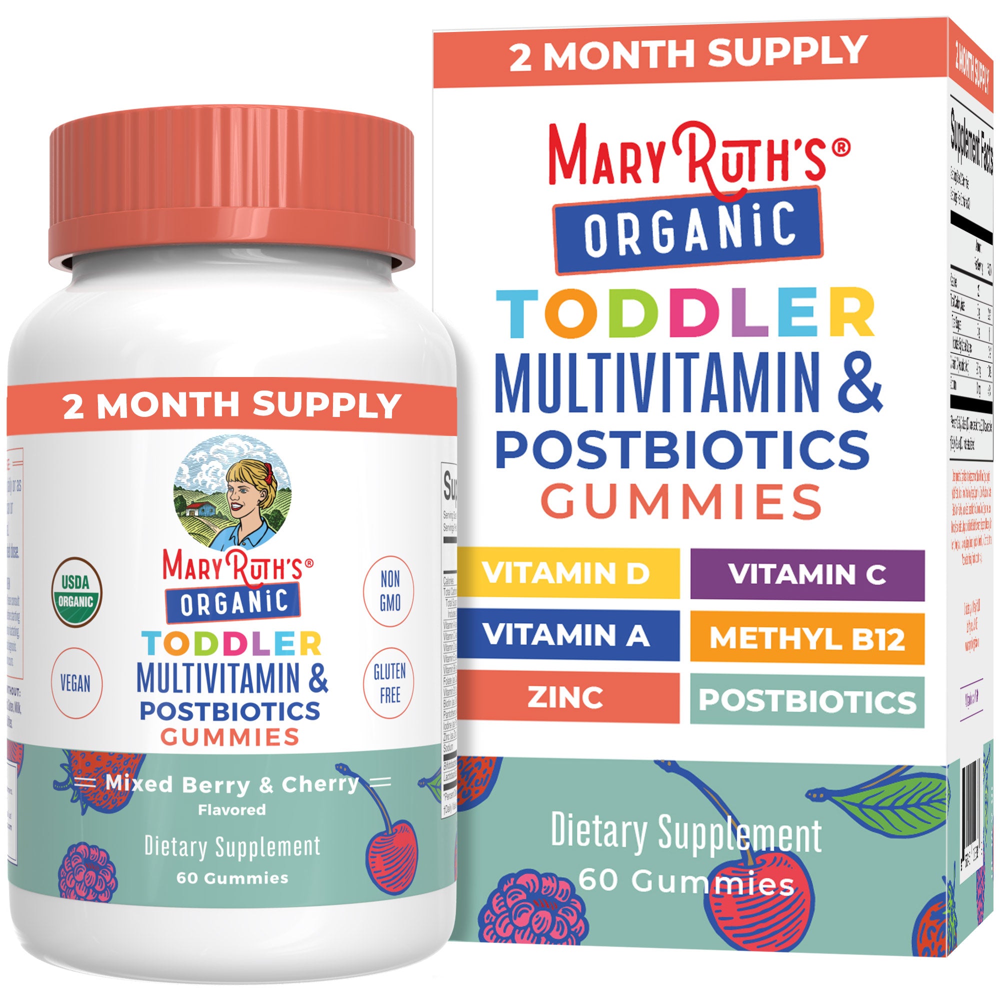 Organic Toddler Multivitamin + Postbiotics Gummies