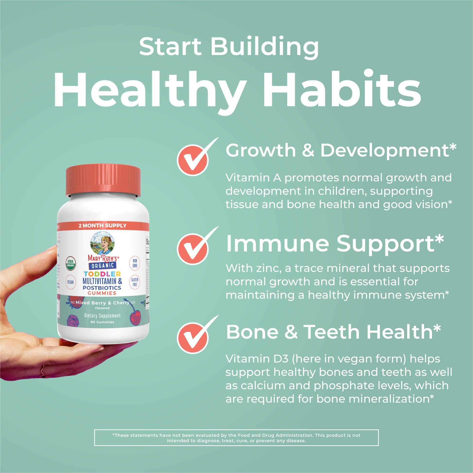 Organic Toddler Multivitamin + Postbiotics Gummies Healthy Habits