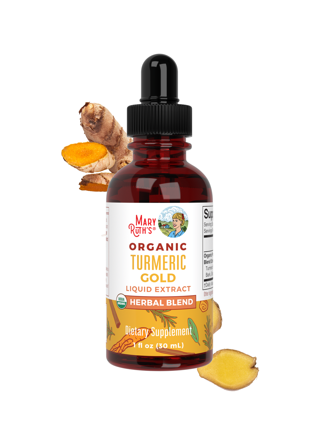 Organic Turmeric Gold Herbal Blend Liquid Drops 1oz