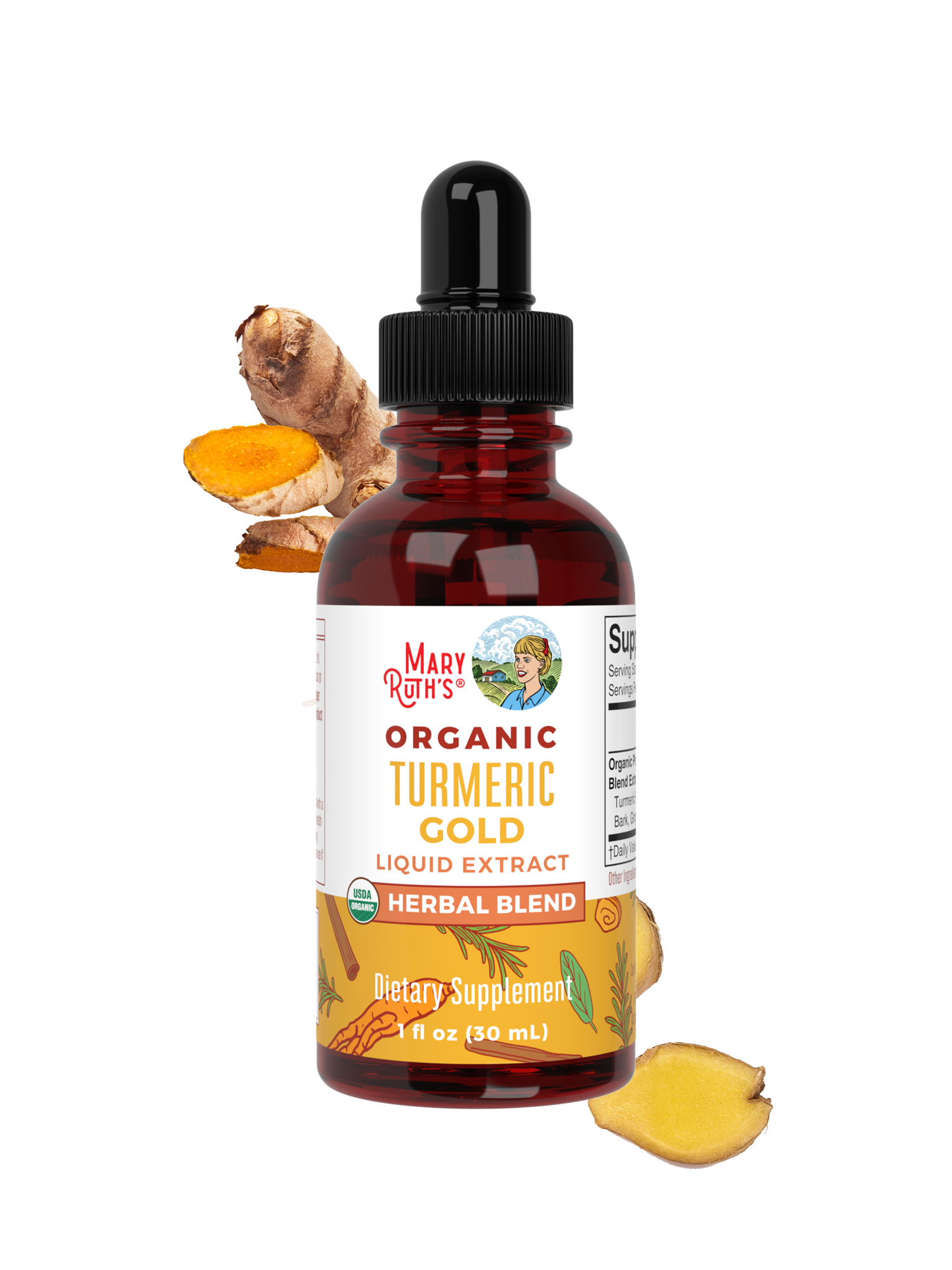 Organic Turmeric Gold Herbal Blend Liquid Drops 1oz