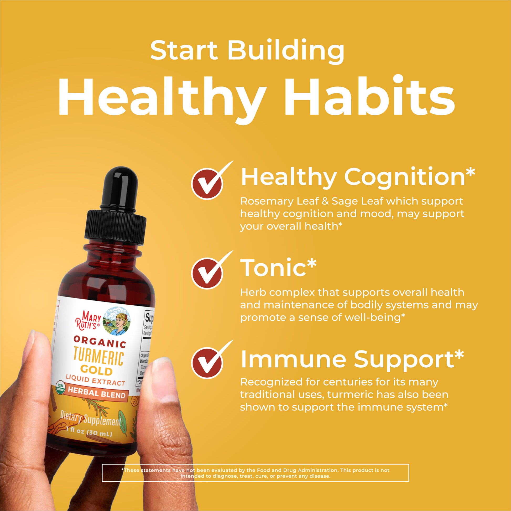 Organic Turmeric Gold Herbal Blend Liquid Drops Healthy Habits