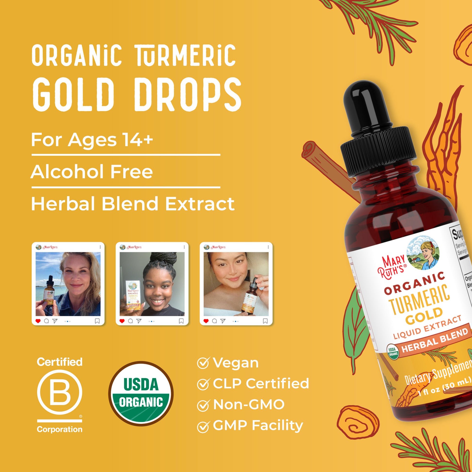 Organic Turmeric Gold Herbal Blend Liquid Drops Lifestyle Bottle