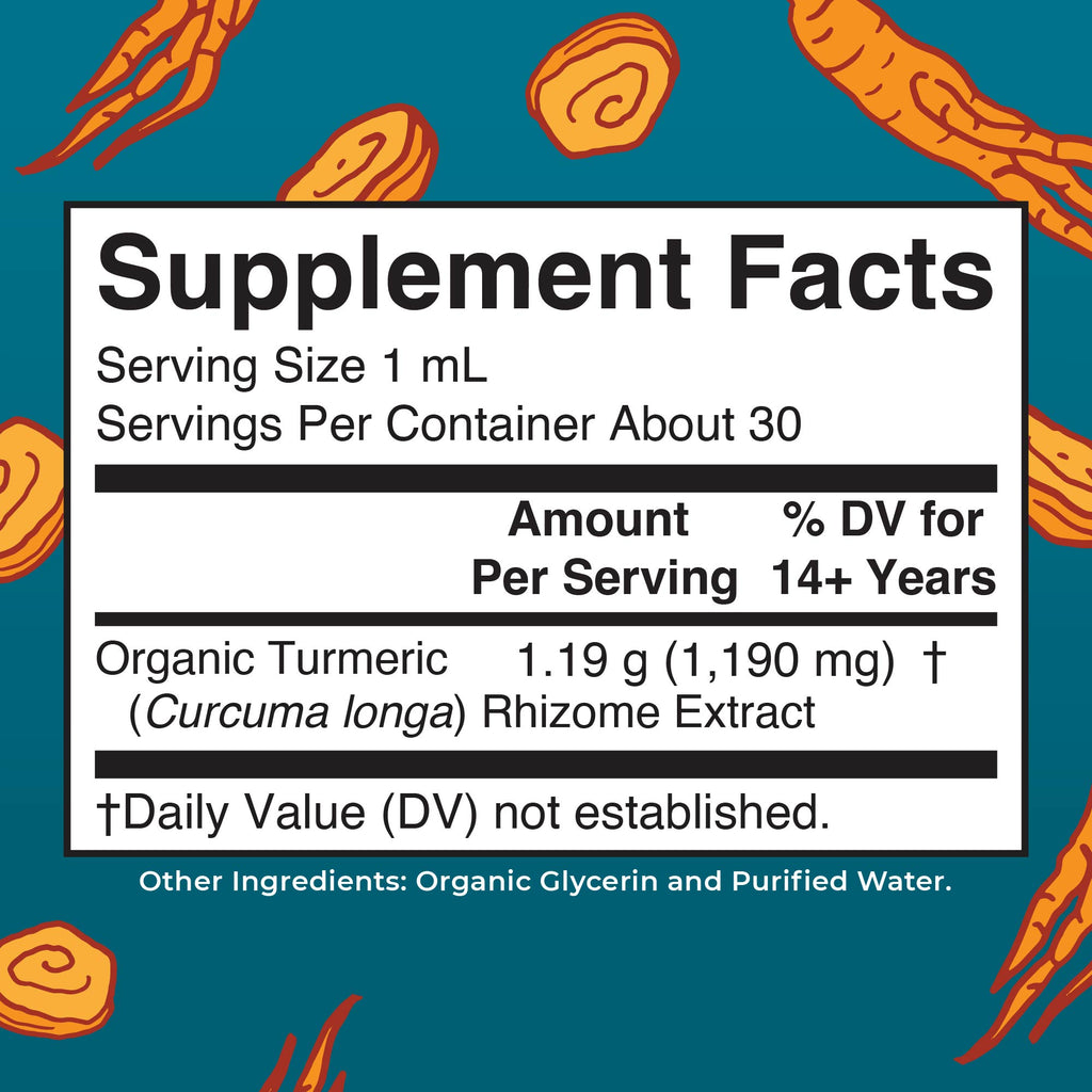 Organic Turmeric Herbal Drops Supplement Facts
