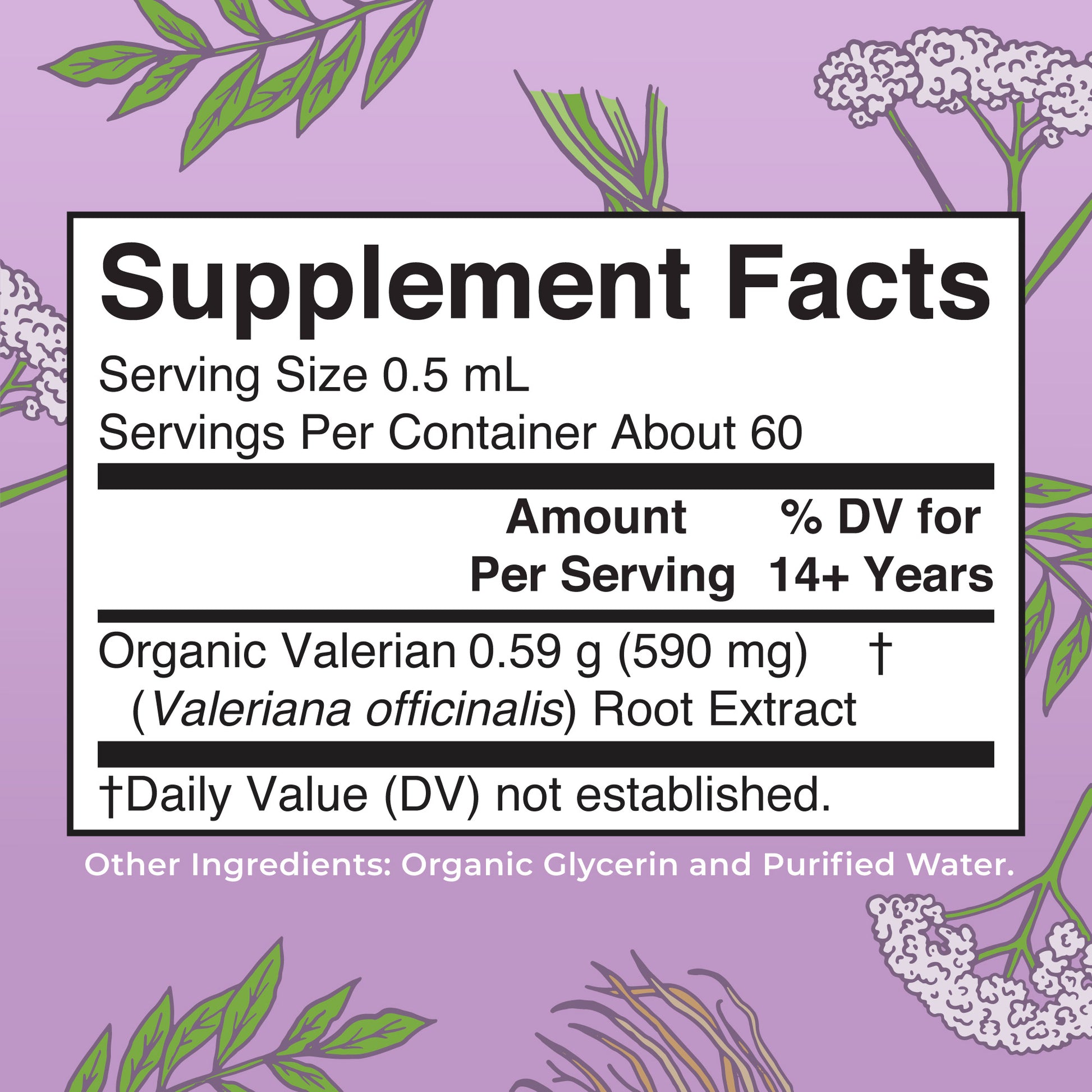 Organic Valerian Root Liquid Drops Supplement Facts