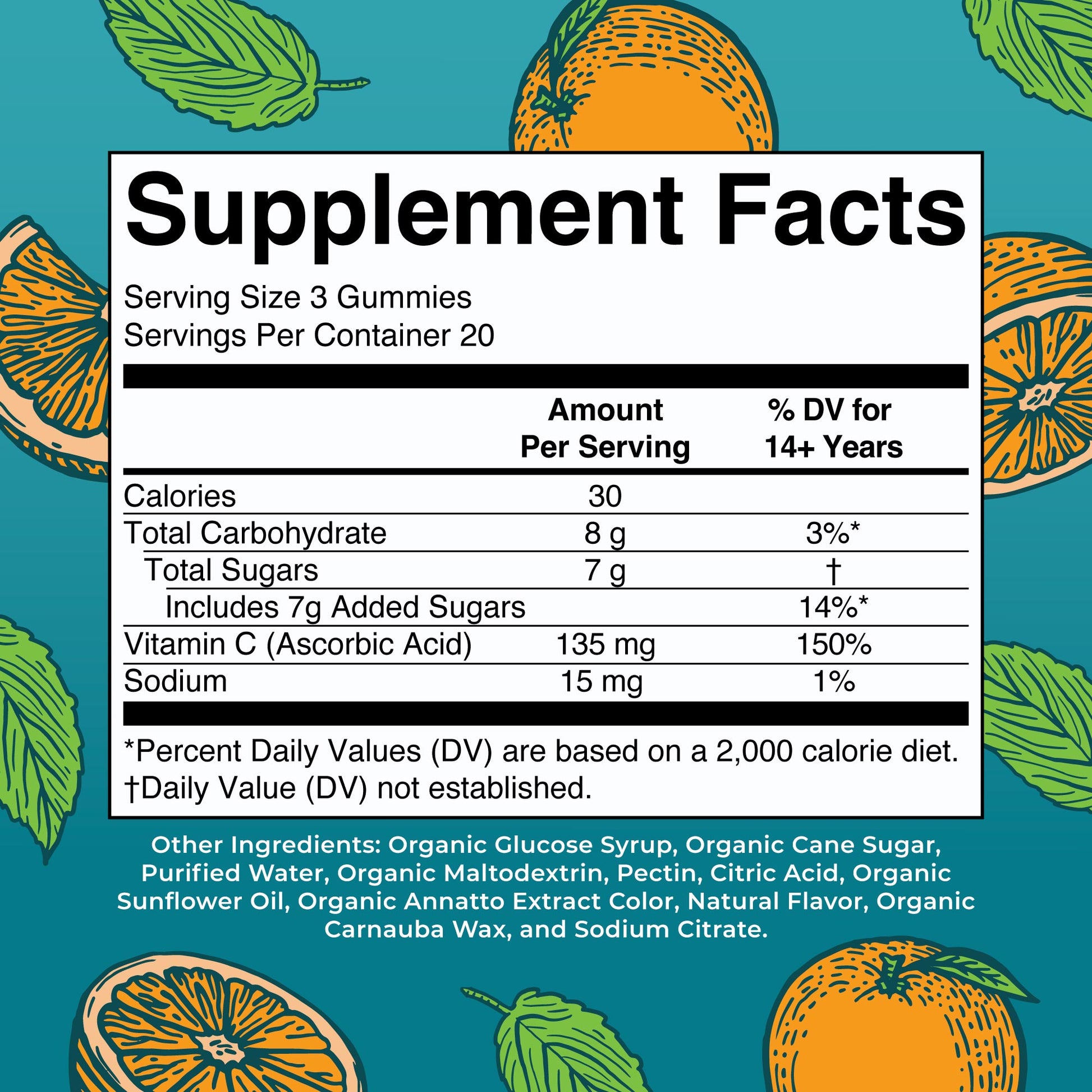 Organic Vitamin C Gummies Supplement Facts