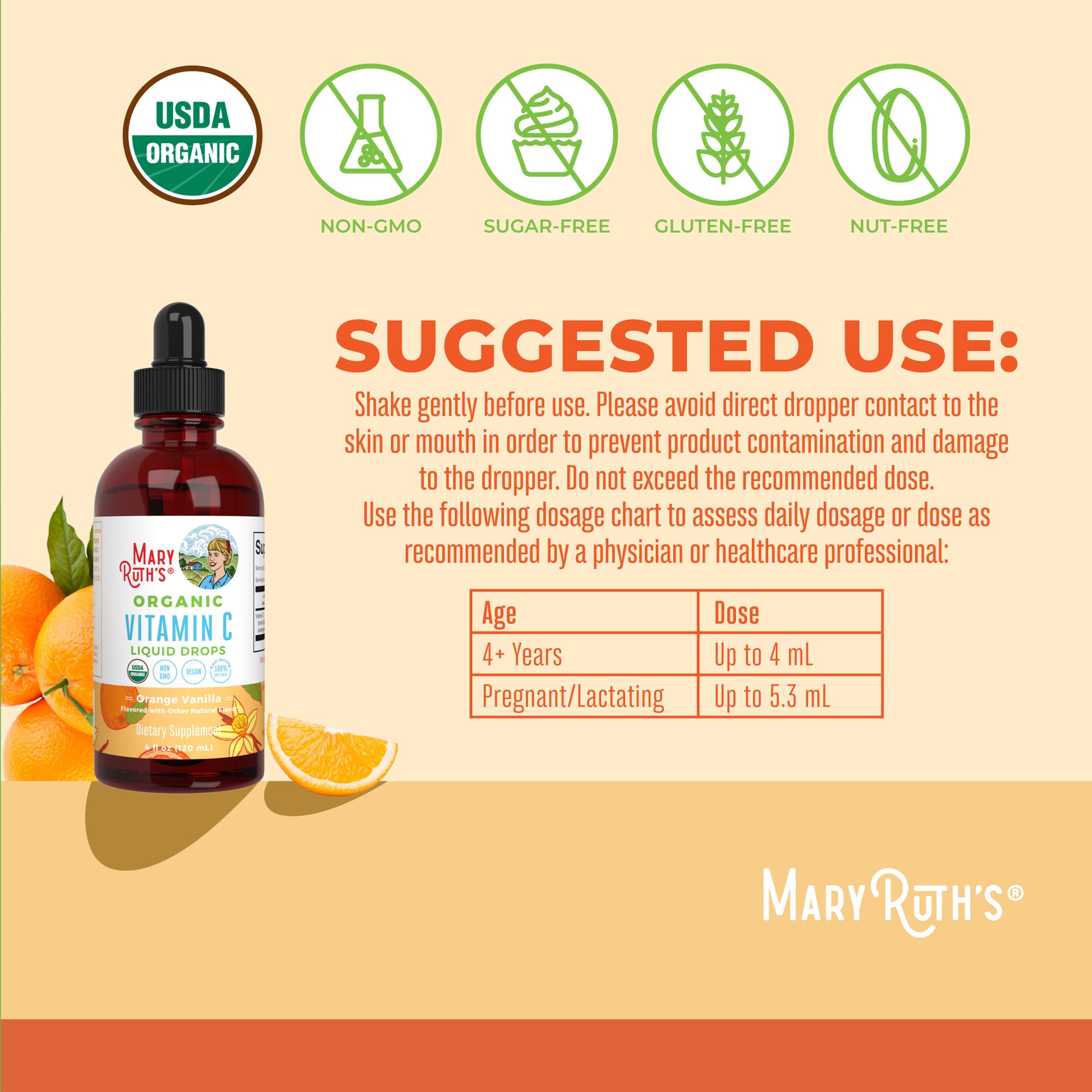 Organic Vitamin C Liquid Drops Suggested Use