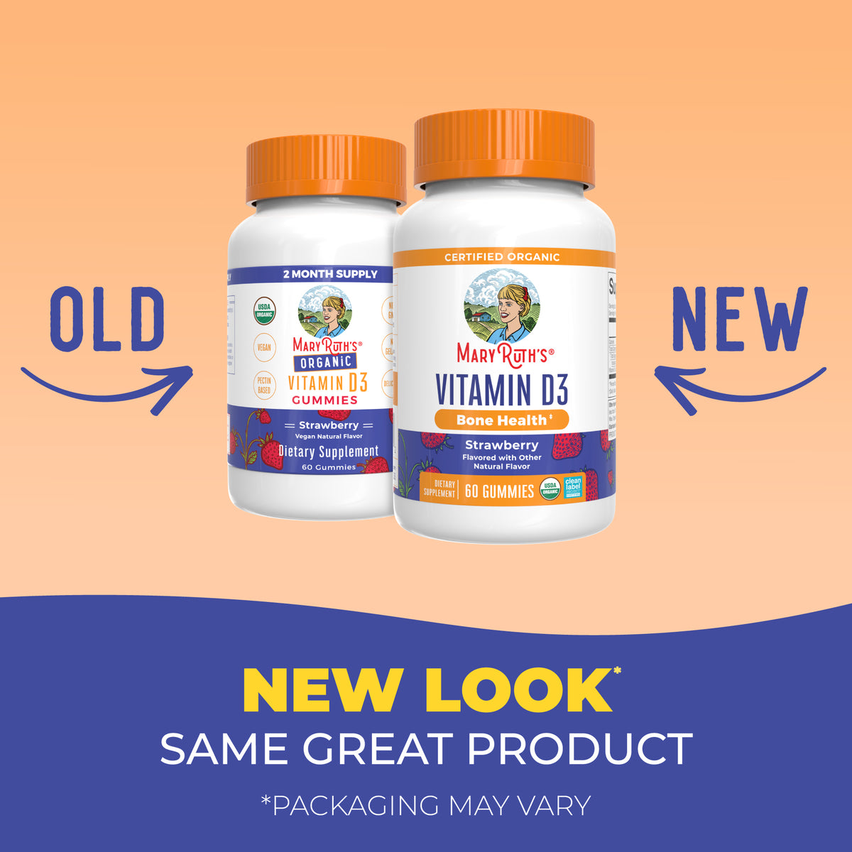 Organic Vitamin D3 Gummies Strawberry 60ct New Look
