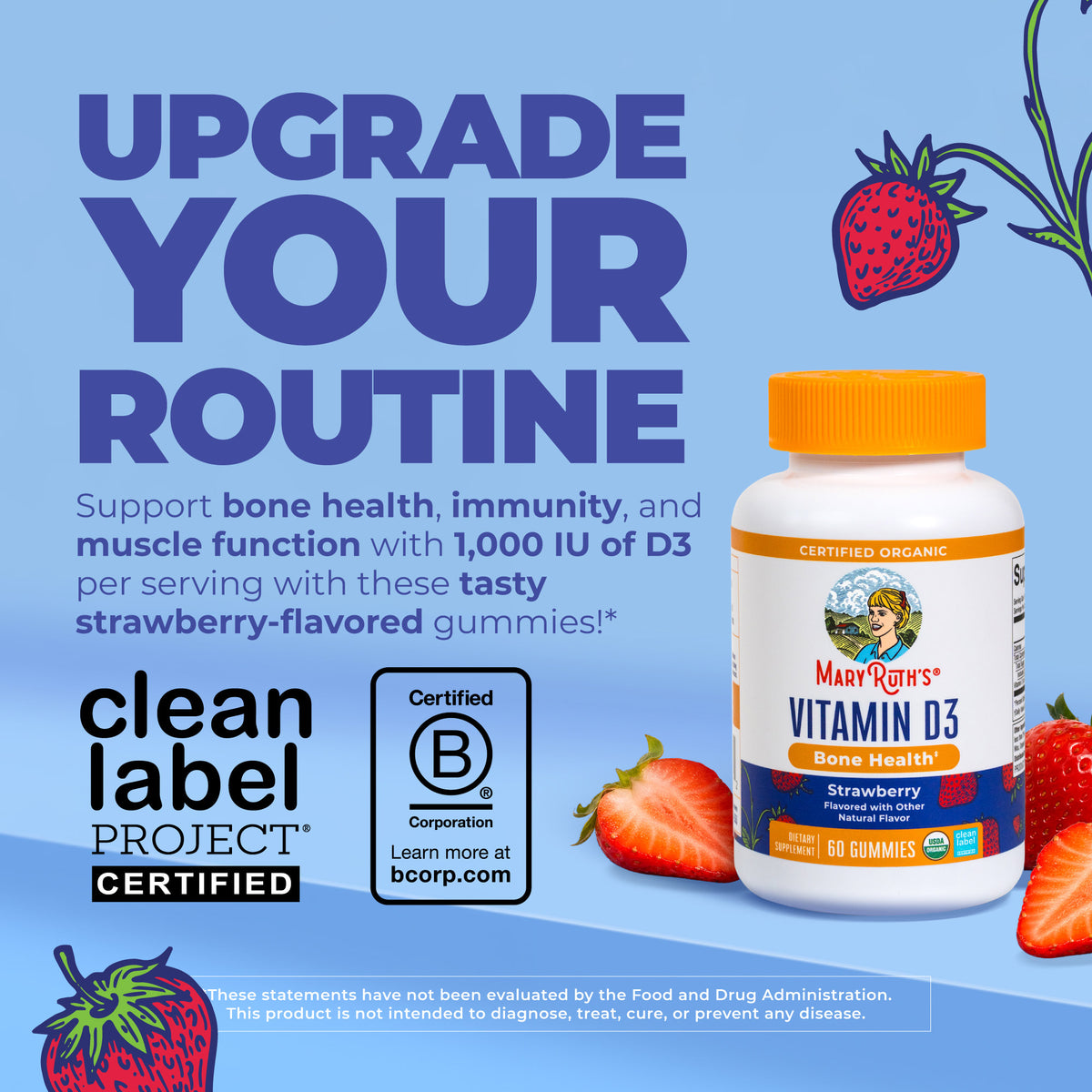 Organic Vitamin D3 Gummies Strawberry 60ct Upgrade Your Routine