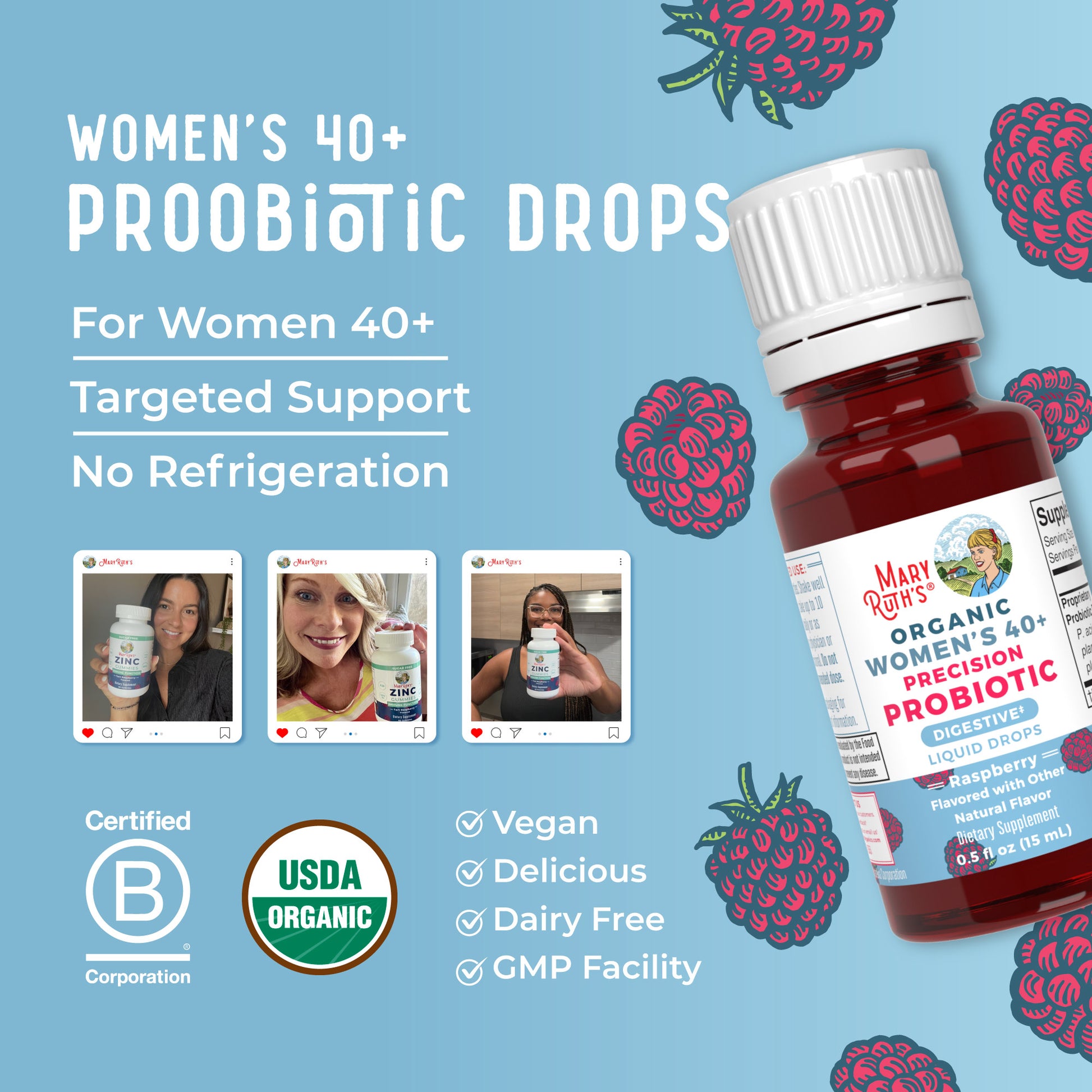 Organic Women's 40+ Precision Probiotic Digestive Liquid Drops Lifestyle Bottle