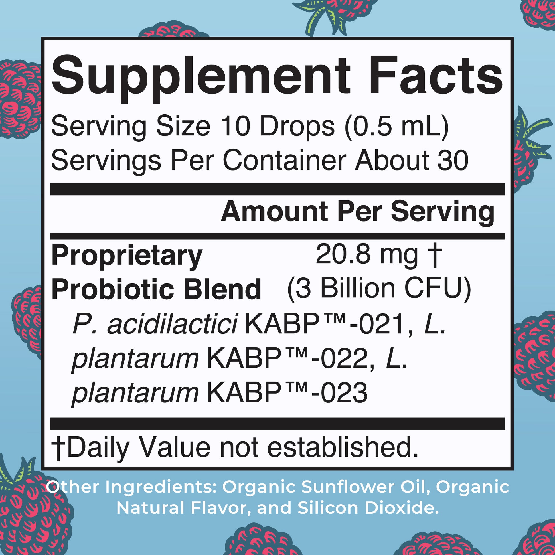 Organic Women's 40+ Precision Probiotic Digestive Liquid Drops Supplement Facts