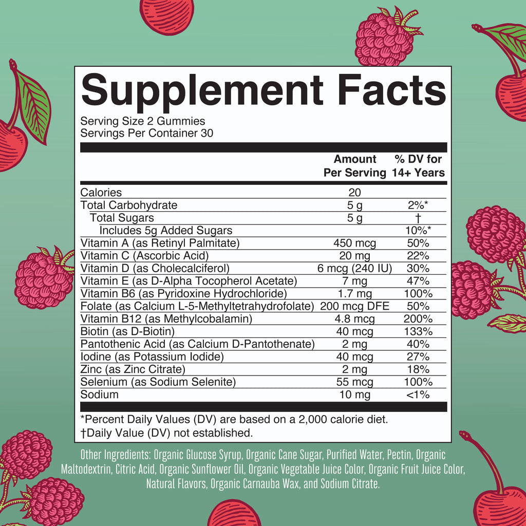 Organic Women's Multivitamin Gummies Supplement Facts