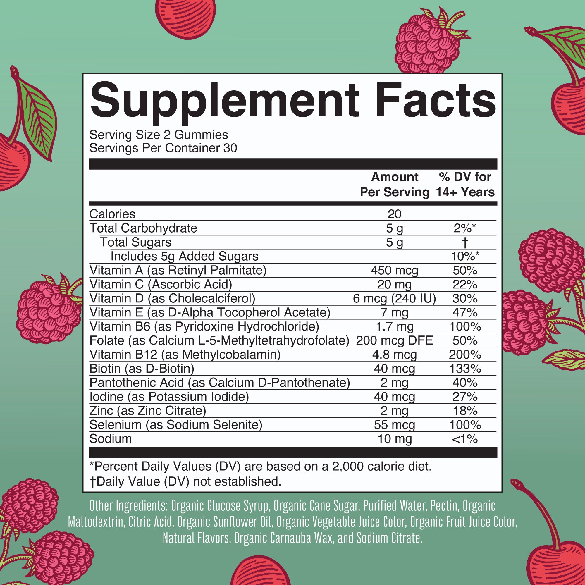 Organic Women's Multivitamin Gummies Supplement Facts
