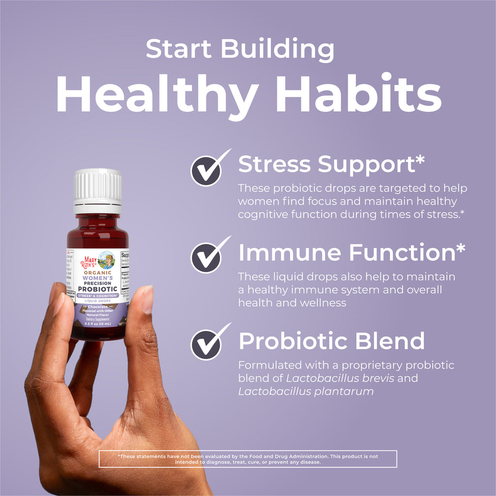 Organic Women's Precision Probiotic Stress & Cognition Liquid Drops Healthy Habits