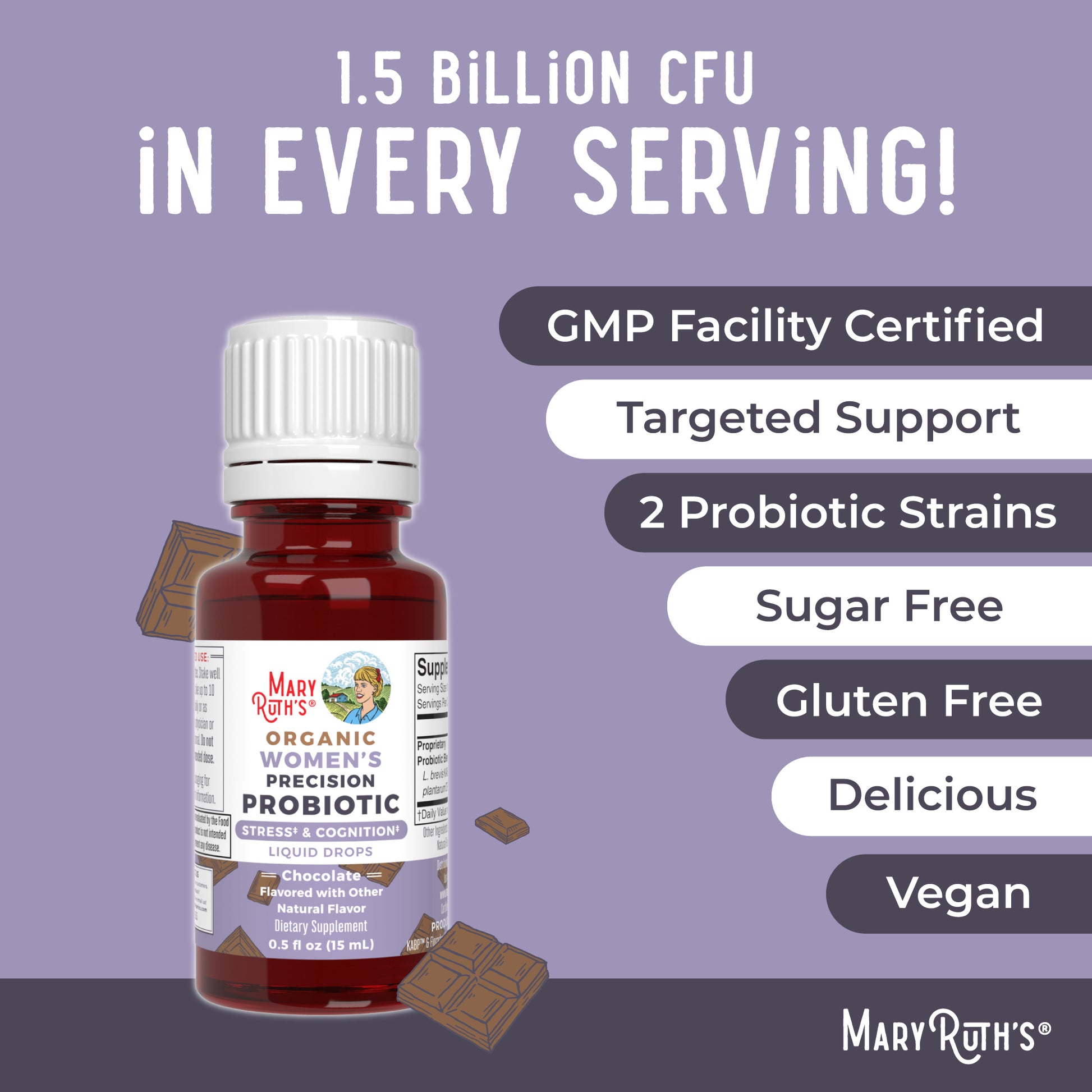 Organic Women's Precision Probiotic Stress & Cognition Liquid Drops Ingredients