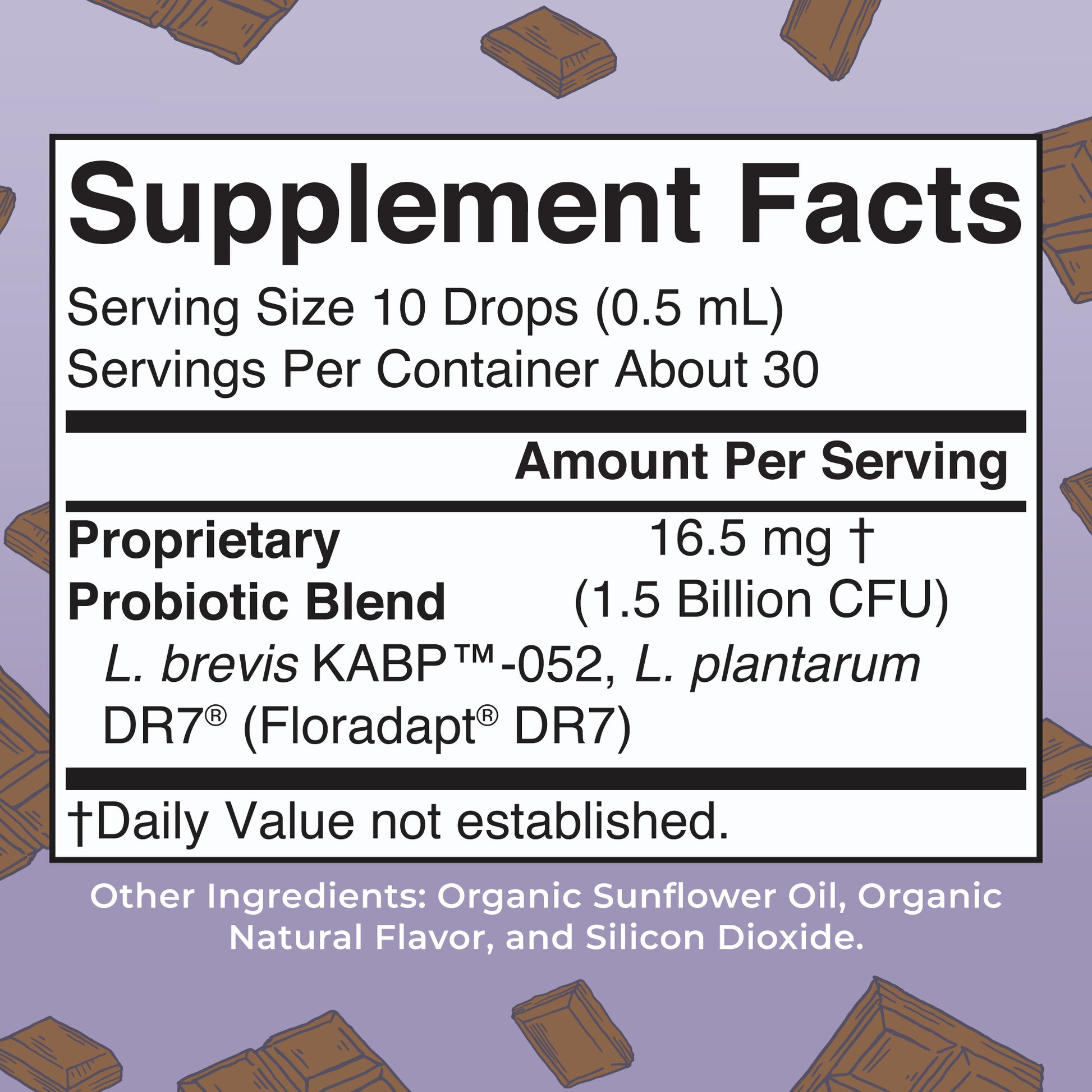 Organic Women's Precision Probiotic Stress & Cognition Liquid Drops Supplement Facts