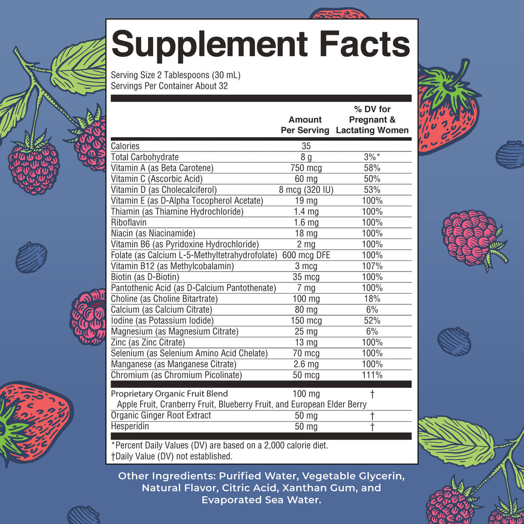 Prenatal & Postnatal Liquid Multivitamin 32 oz Supplement Facts