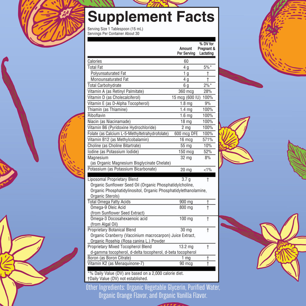 Prenatal & Postnatal Multivitamin Liposomal 15 oz Supplement Facts