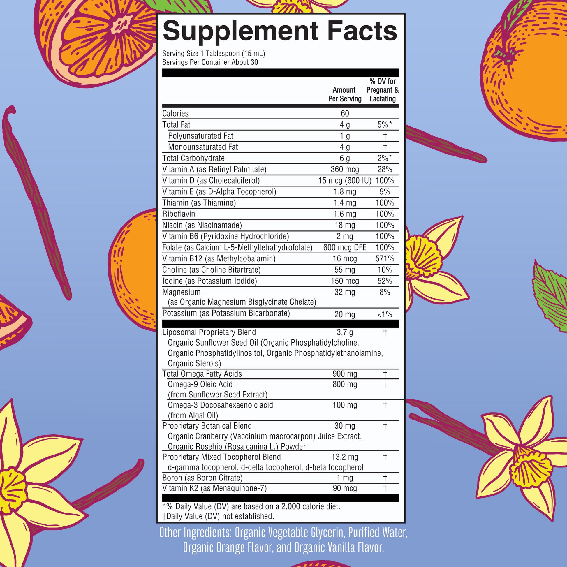 Prenatal & Postnatal Multivitamin Liposomal 15 oz Supplement Facts