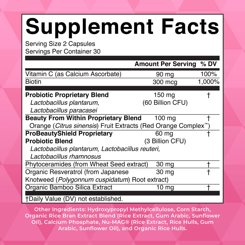 Probiotic Beauty Capsules 60ct Supplement Facts