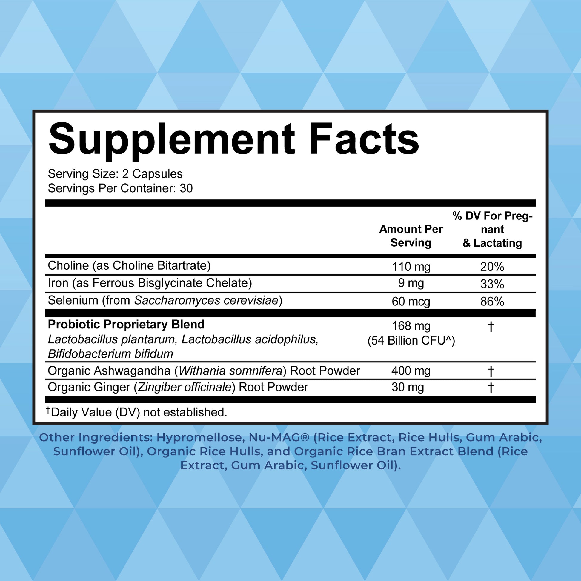 Probiotic Postnatal+ 60 Capsules Supplement Facts