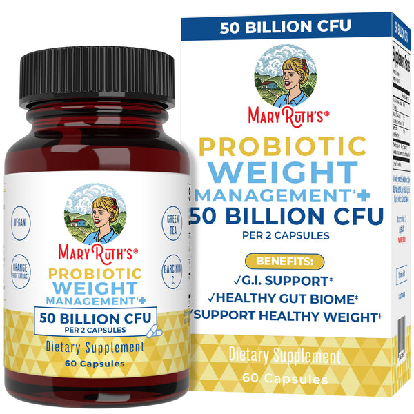 MaryRuth Probiotic For Weight Management Capsules Product Image Bottle + Box