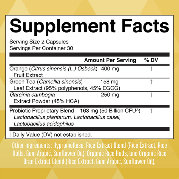 MaryRuth Probiotic For Weight Management Capsules Supplement Facts