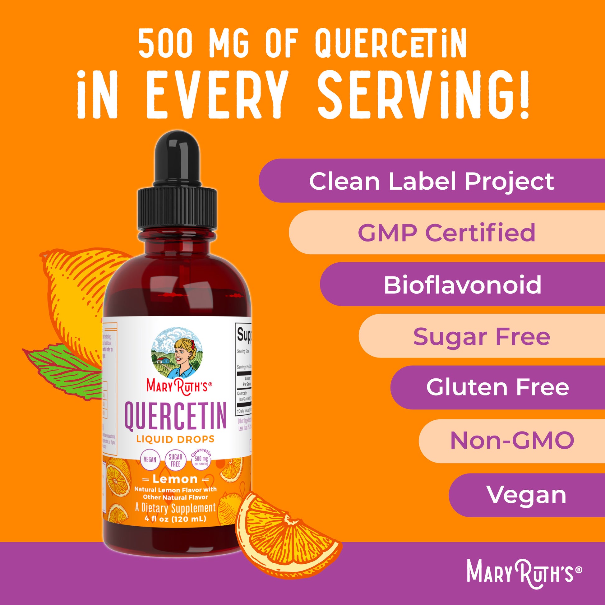 Quercetin Liquid Drops (Lemon) 4 oz Ingredients