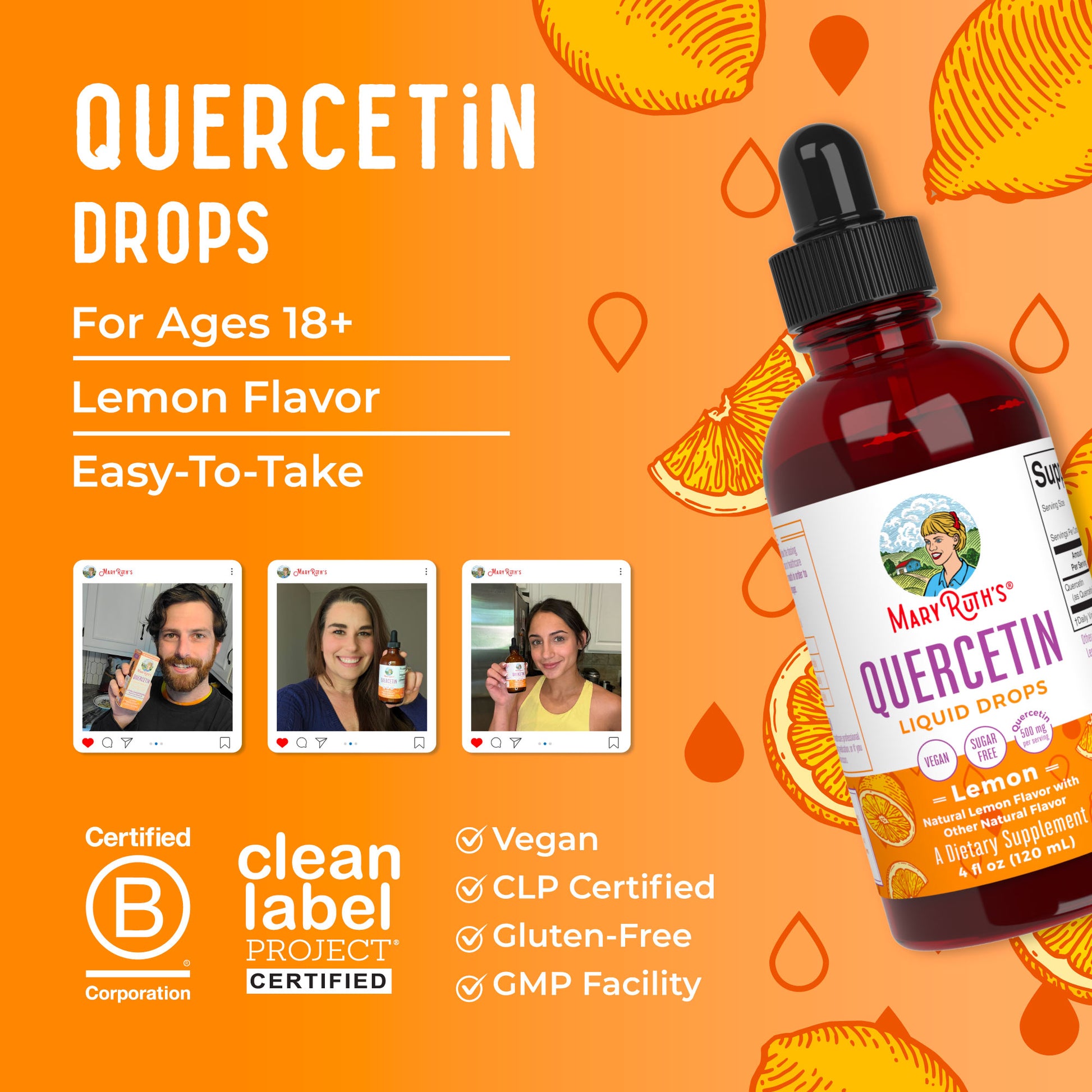 Quercetin Liquid Drops (Lemon) 4 oz Lifestyle Bottle