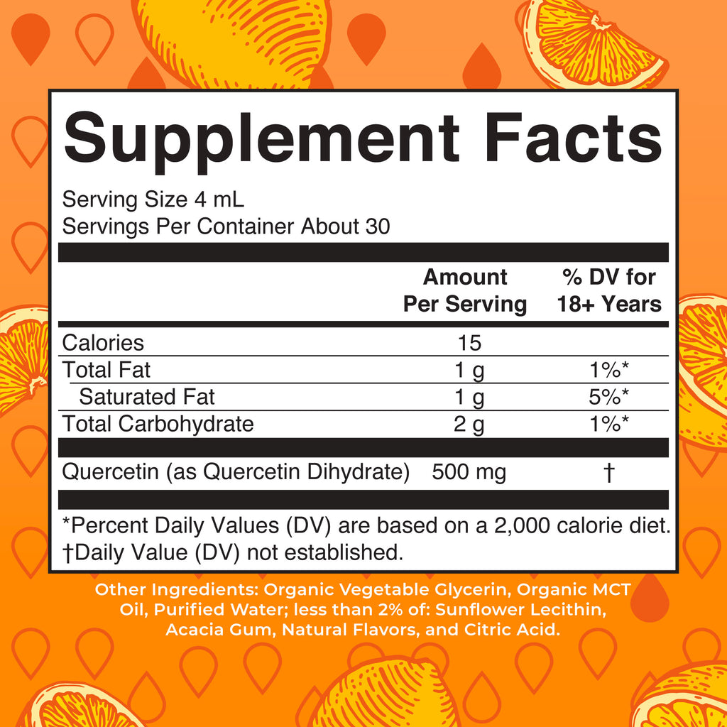 Quercetin Liquid Drops (Lemon) 4 oz Supplement Facts