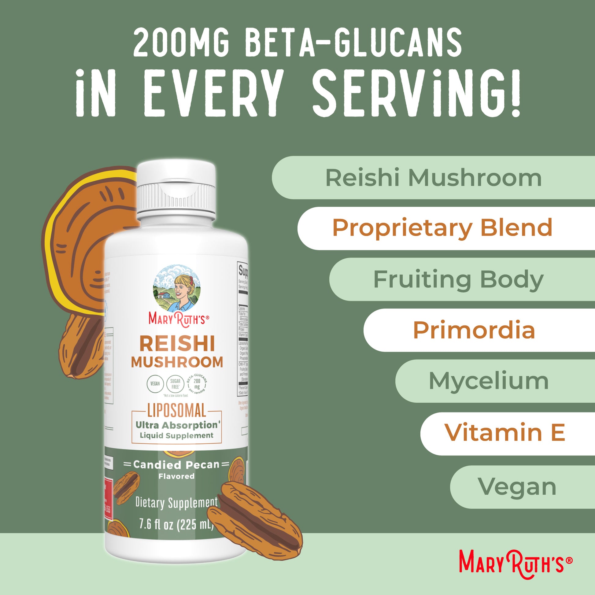 Reishi Mushroom Liposomal (Candied Pecan) 7 oz Ingredients