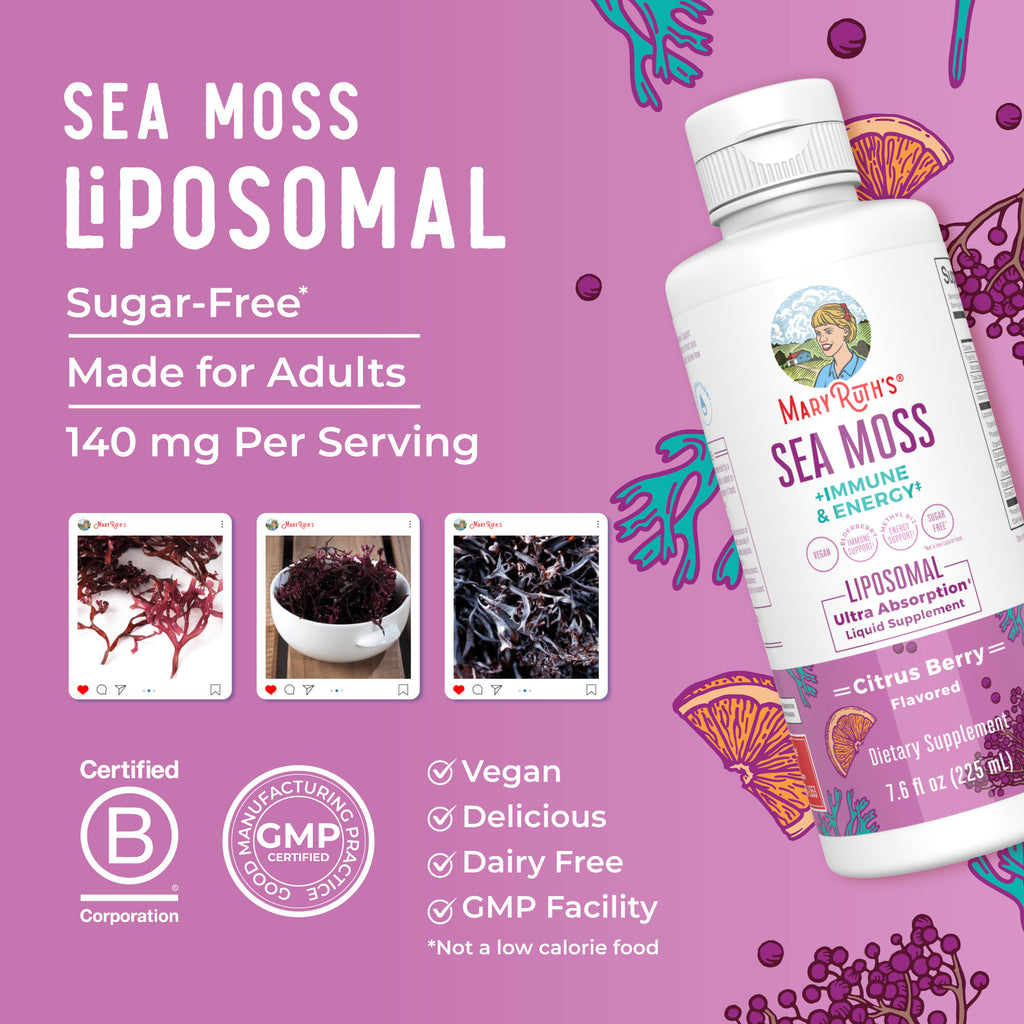 Sea Moss + Immune & Energy Liposomal (Citrus Berry) 7 oz Lifestyle Bottle