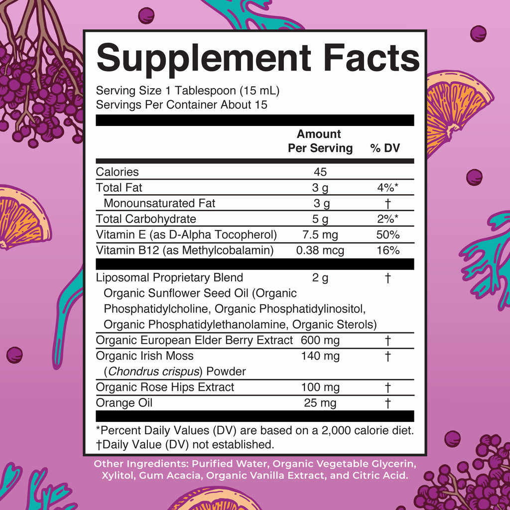 Sea Moss + Immune & Energy Liposomal (Citrus Berry) 7 oz Supplement Facts