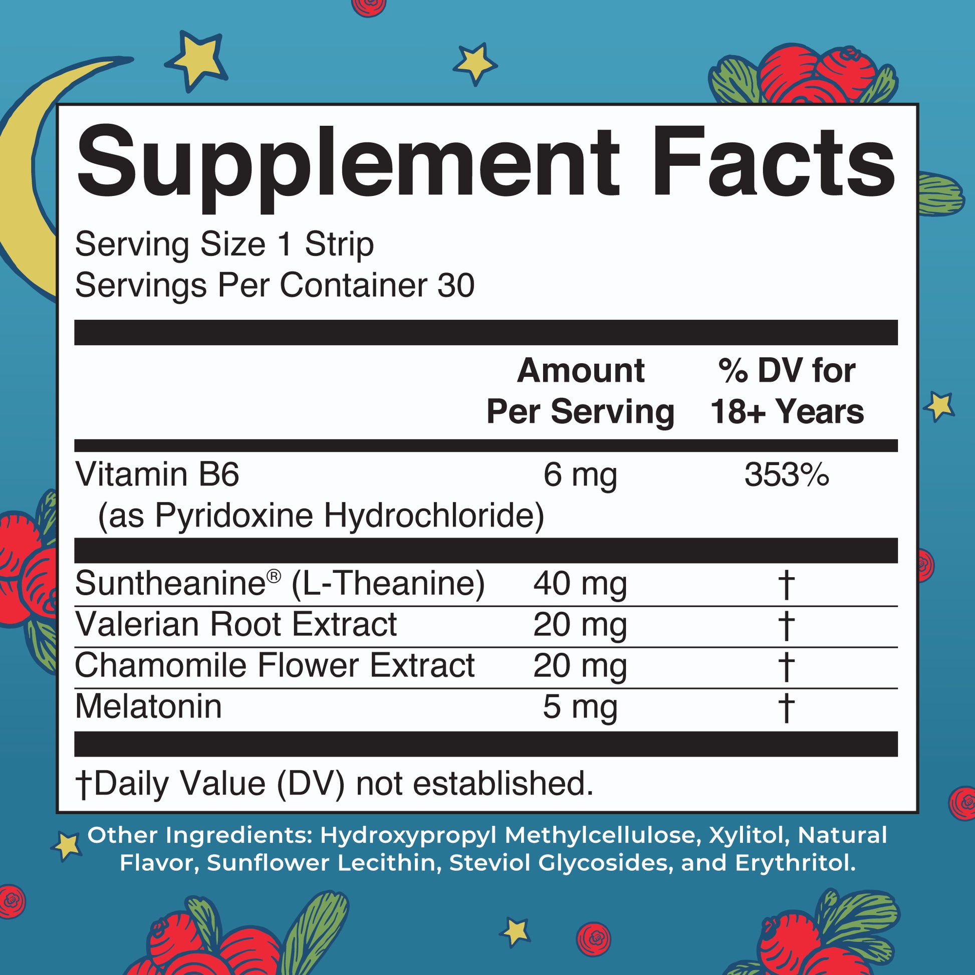 Sleep Dissolving Strips (Cranberry) 30 Strips Supplement Facts