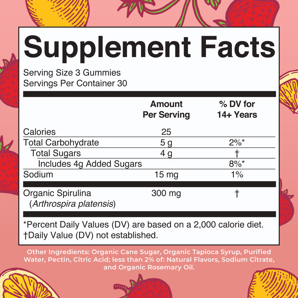 Spirulina Gummies (Strawberry Lemonade) 90 count Supplement Facts