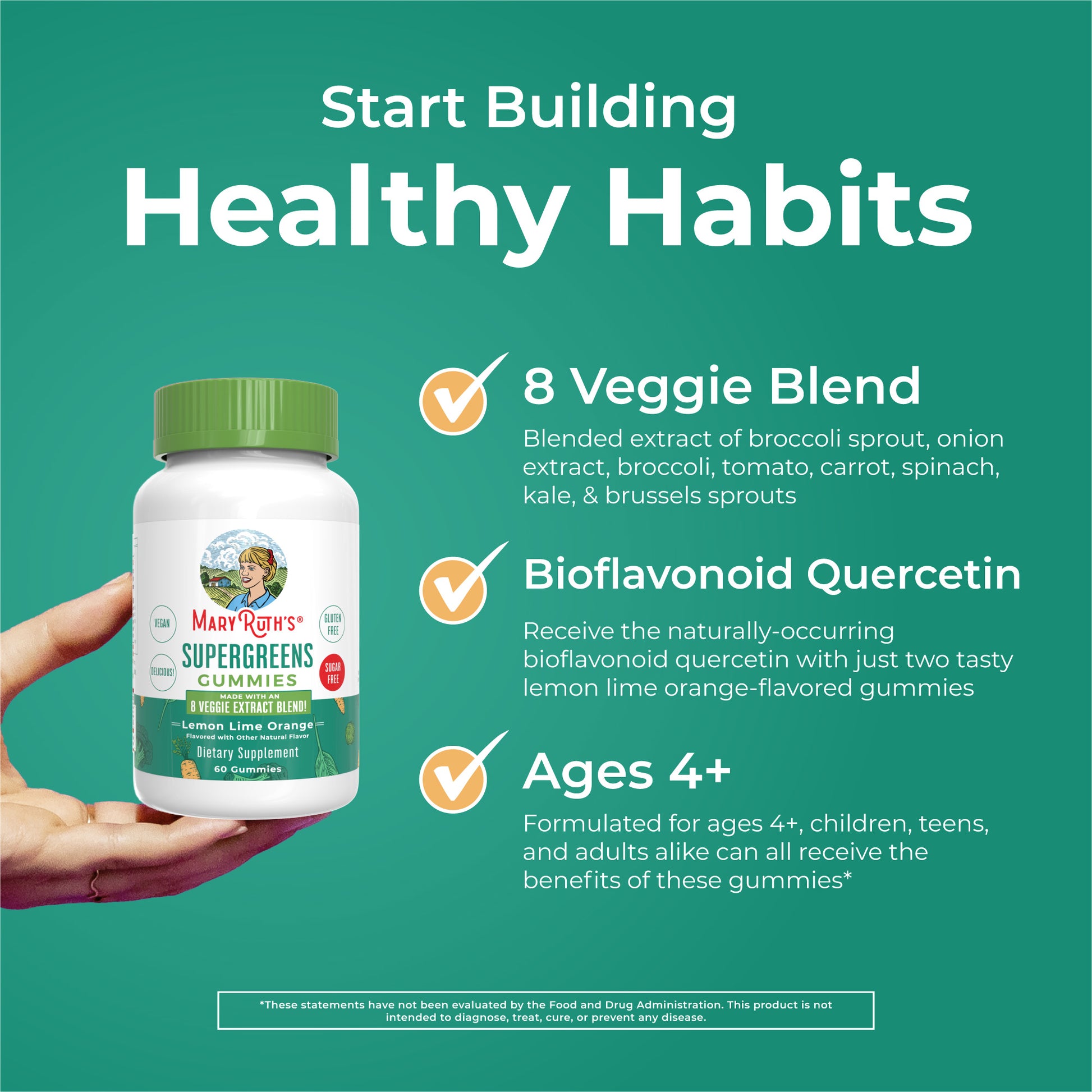 Super Greens Gummies (Lemon Lime Orange) 60 count Healthy Habits