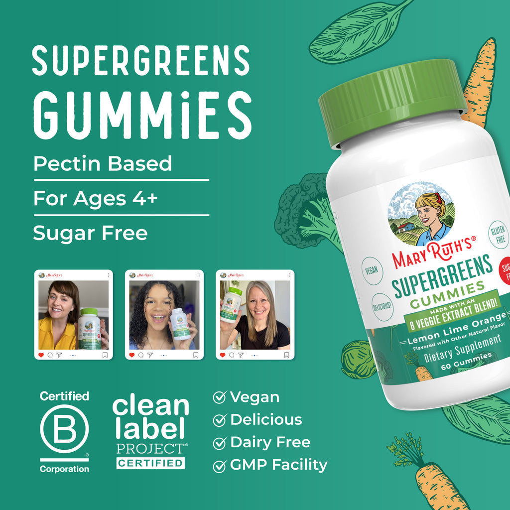Super Greens Gummies (Lemon Lime Orange) 60 count Lifestyle Bottle