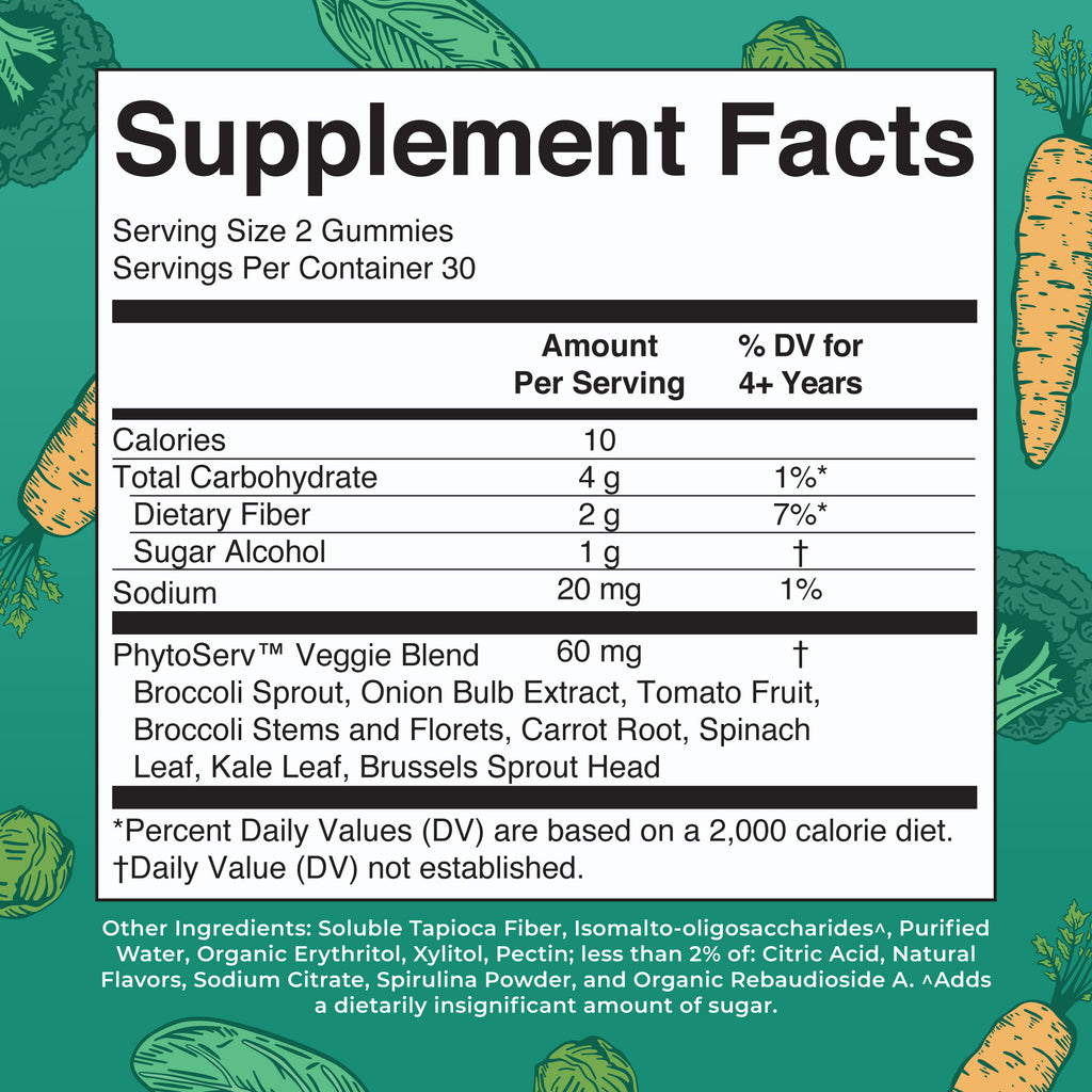 Super Greens Gummies (Lemon Lime Orange) 60 count Supplement Facts