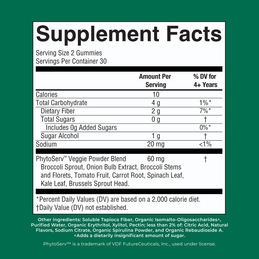 Super Greens Gummies Lemon Lime Orange 60ct Supplement Facts