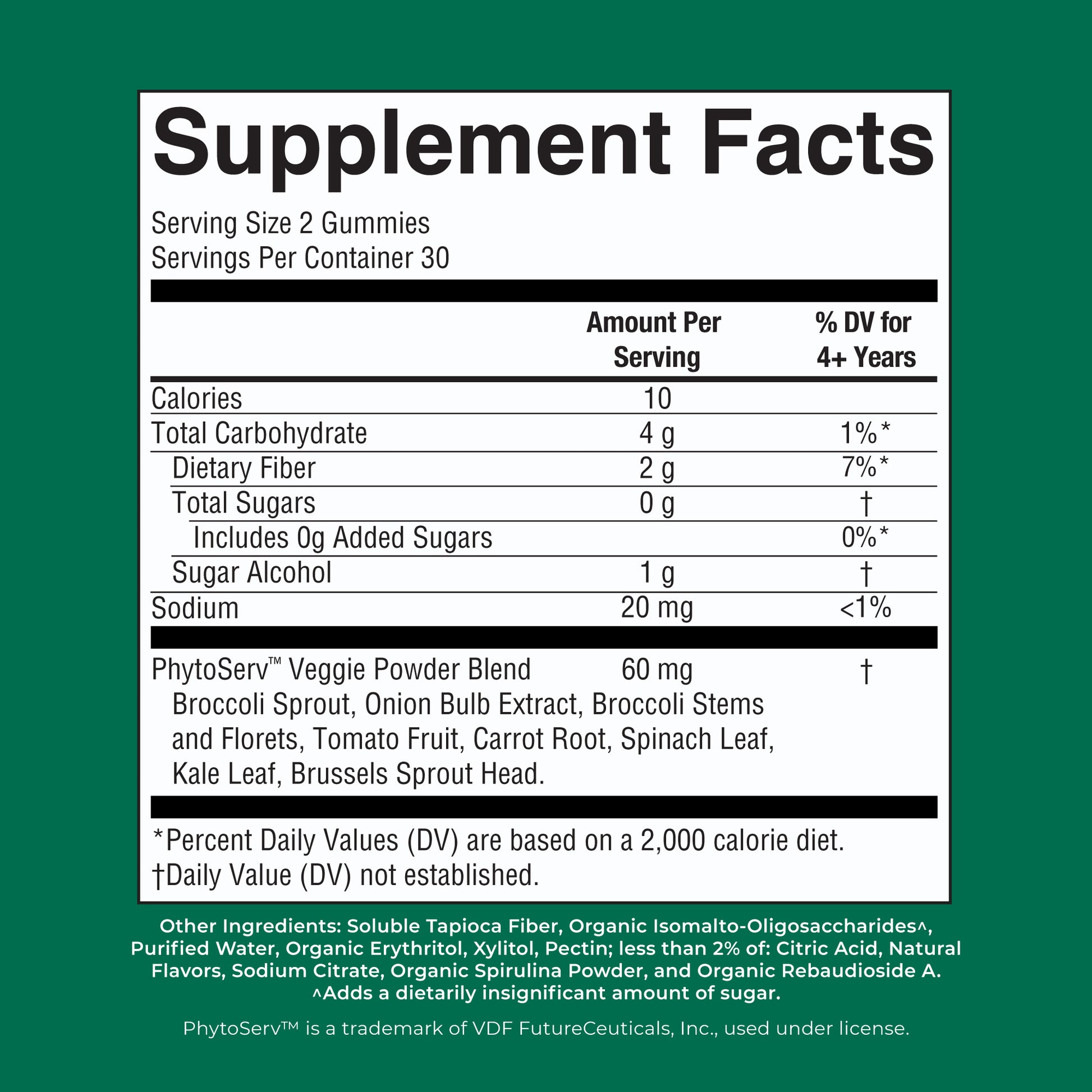 Super Greens Gummies Lemon Lime Orange 60ct Supplement Facts