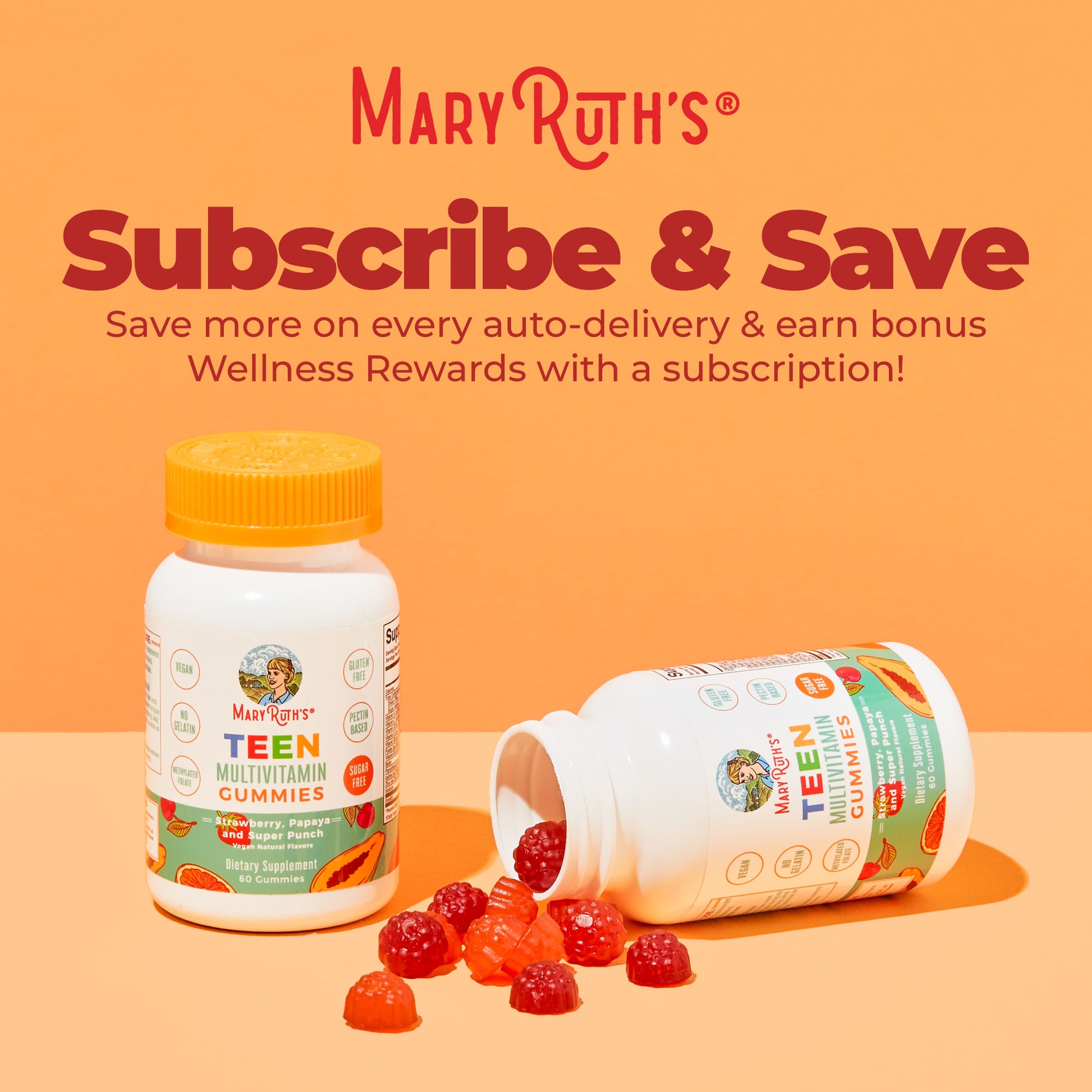 Teen Multivitamin Gummies Strawberry, Papaya, Super Punch 60ct Subscribe & Save