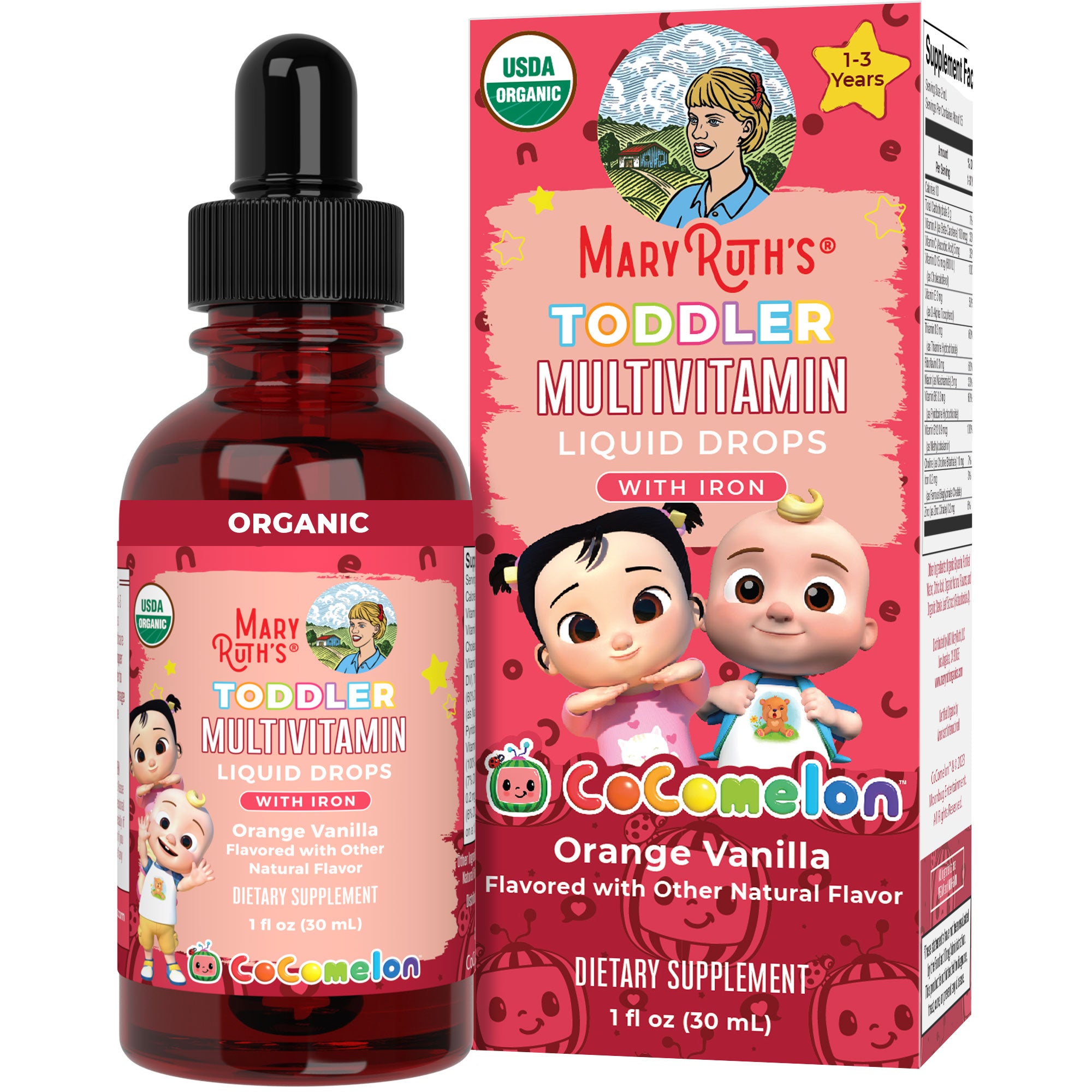 CoComelon Organic Toddler Multivitamin with Iron Liquid Drops