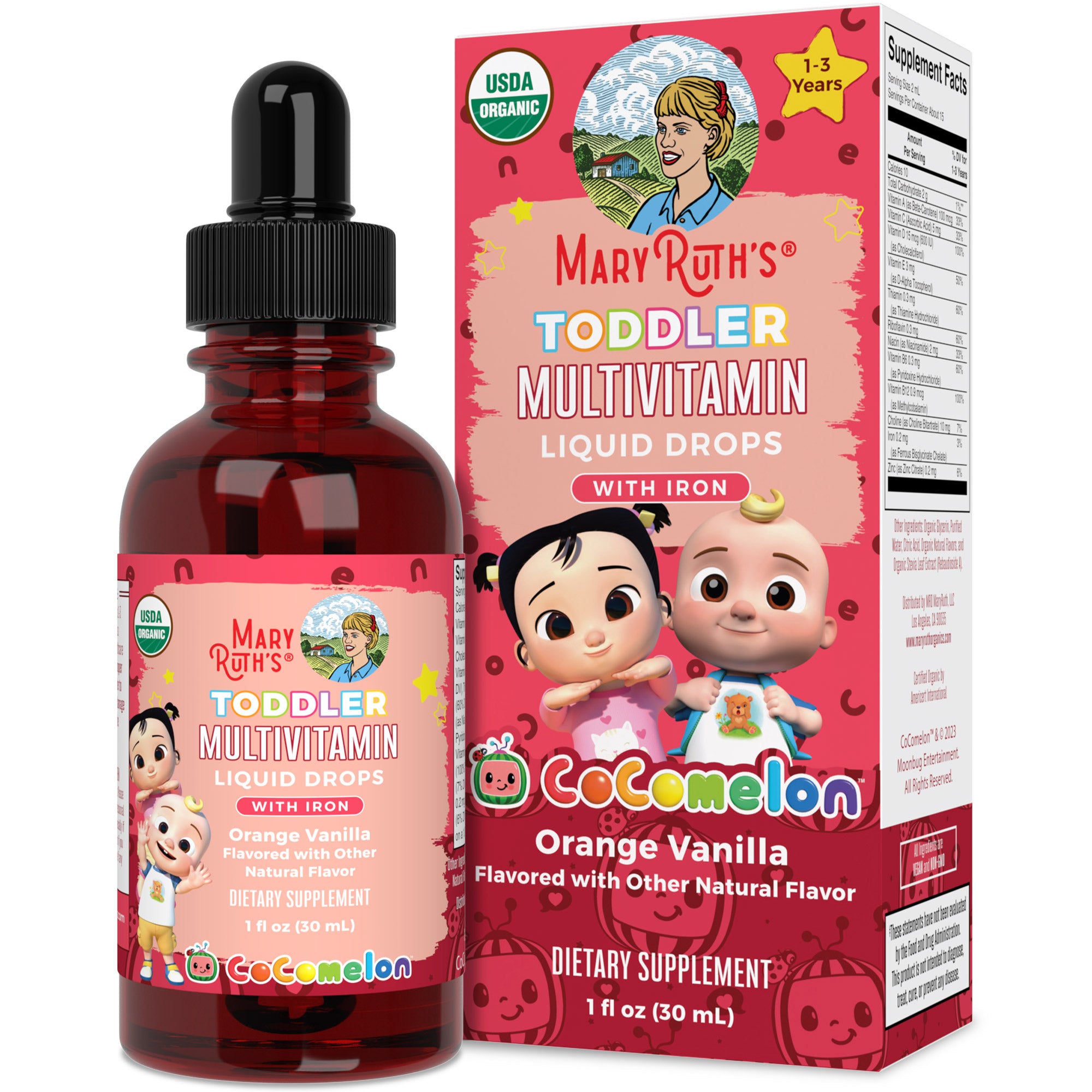 CoComelon Organic Toddler Multivitamin with Iron Liquid Drops