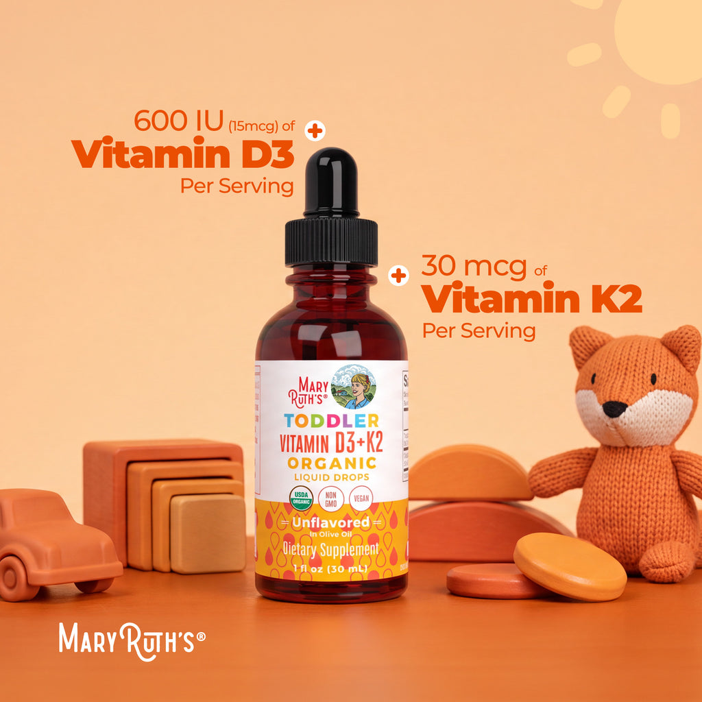 Toddler Vitamin D3 K2 Liquid Drops Unflavored 1oz Benefits2