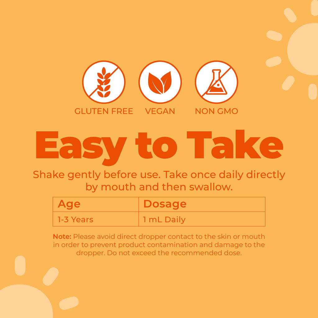 Toddler Vitamin D3 K2 Liquid Drops Unflavored 1oz Easy To Take